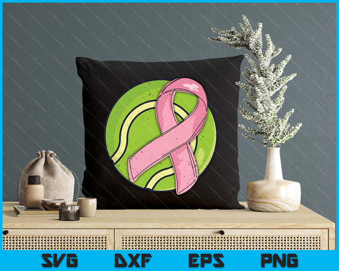 Tennis Pink Ribbon Breast Cancer Awareness Sport Lover SVG PNG Digital Cutting Files