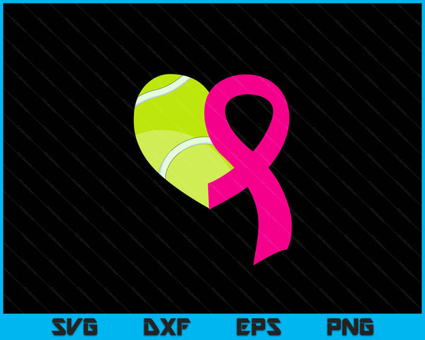 Tennis Pink Ribbon Heart Cool Breast Cancer Awareness Gifts SVG PNG Cutting Printable Files
