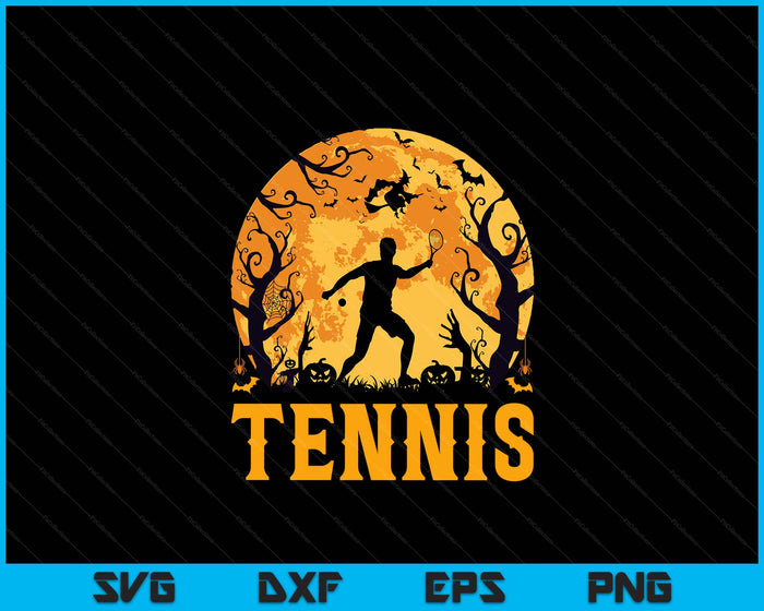 Tennis Player Halloween Spooky Tennis Lover Halloween SVG PNG Digital Cutting File