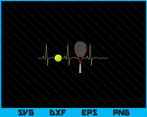 Jugador de tenis Raqueta deportiva &amp; Pelota de tenis Latido SVG PNG Archivos de corte digital