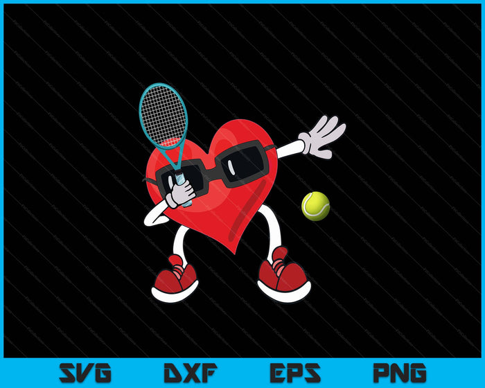 Tennis Valentines Day Dabbing Heart Kids Boys SVG PNG Digital Printable Files