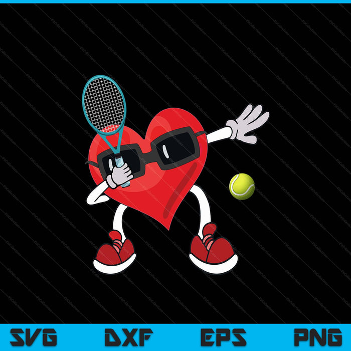 Tennis Valentines Day Dabbing Heart Kids Boys SVG PNG Digital Printable Files