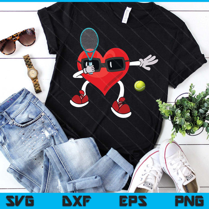 Tennis Valentines Day Dabbing Heart Kids Boys SVG PNG Digital Printable Files