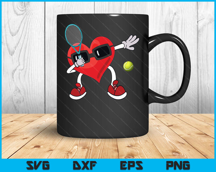 Tennis Valentines Day Dabbing Heart Kids Boys SVG PNG Digital Printable Files