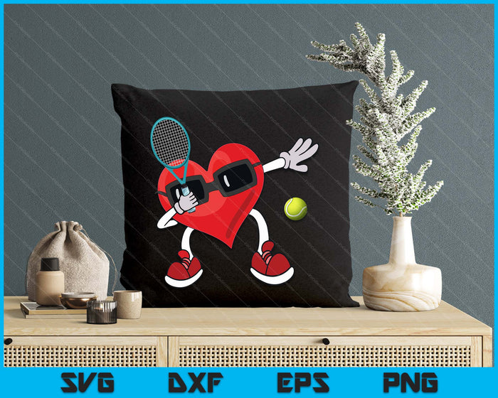 Tennis Valentines Day Dabbing Heart Kids Boys SVG PNG Digital Printable Files