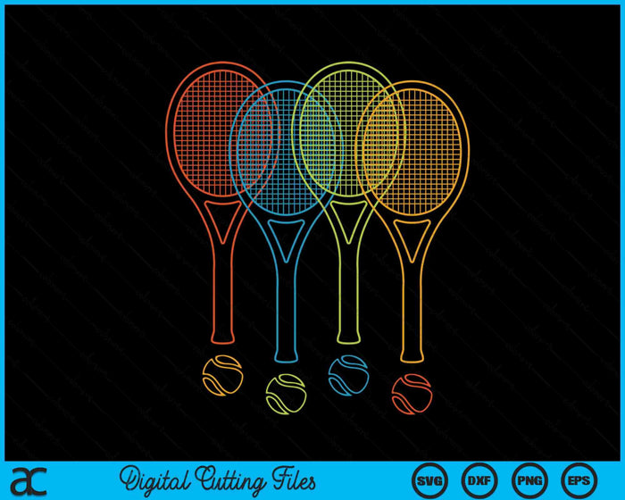 Tennis Women Men Kids  Rackets & Balls Cool Tennis SVG PNG Digital Cutting Files