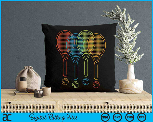 Tennis Women Men Kids  Rackets & Balls Cool Tennis SVG PNG Digital Cutting Files