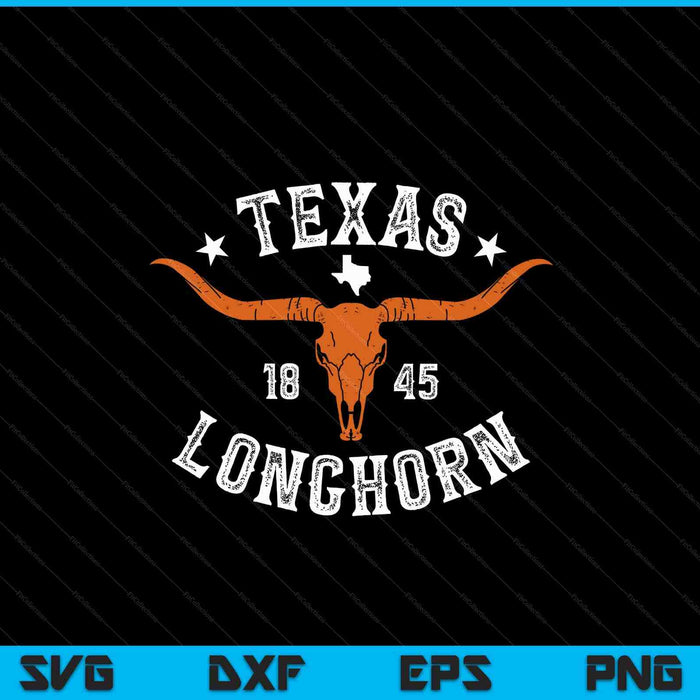 Texas 1845 vintage longhorn cowboy and rodeo fan SVG cut file