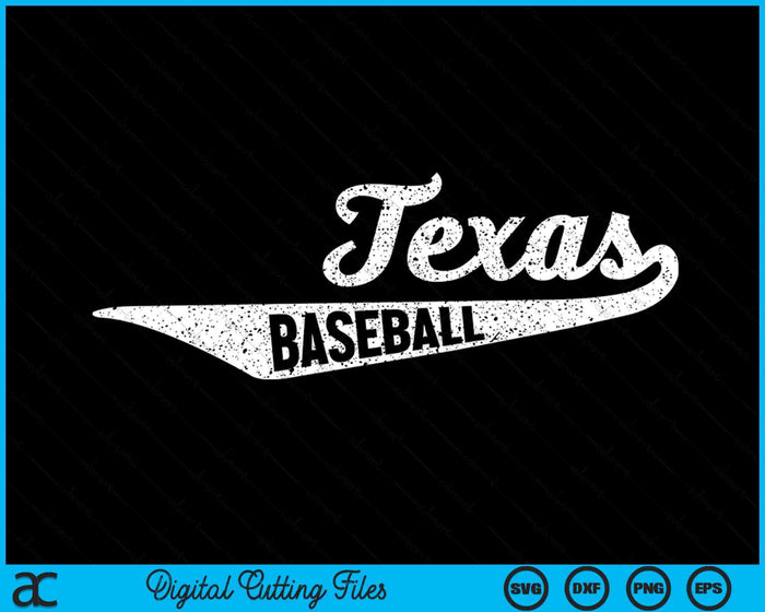 Texas Baseball Script Vintage noodlijdende SVG PNG digitale snijbestanden