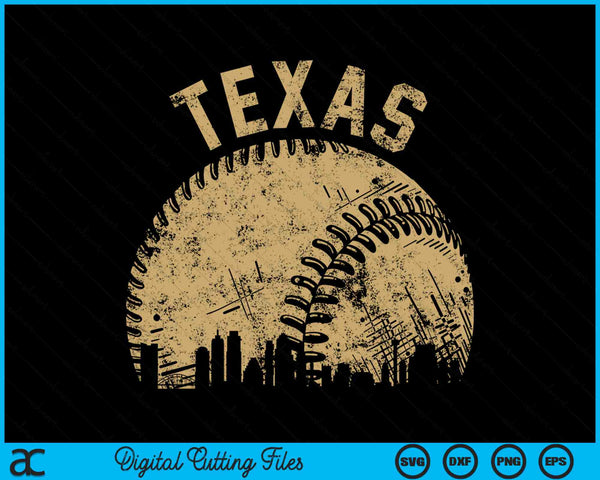 Texas Baseball Skyline Player Coach Fan SVG PNG Digital Cutting Files