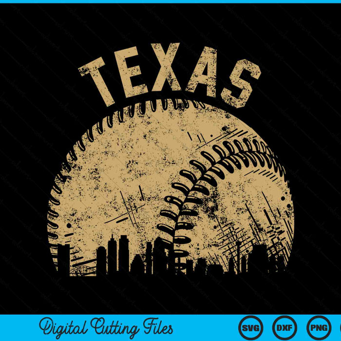 Texas Baseball Skyline Player Coach Fan SVG PNG Digital Cutting Files