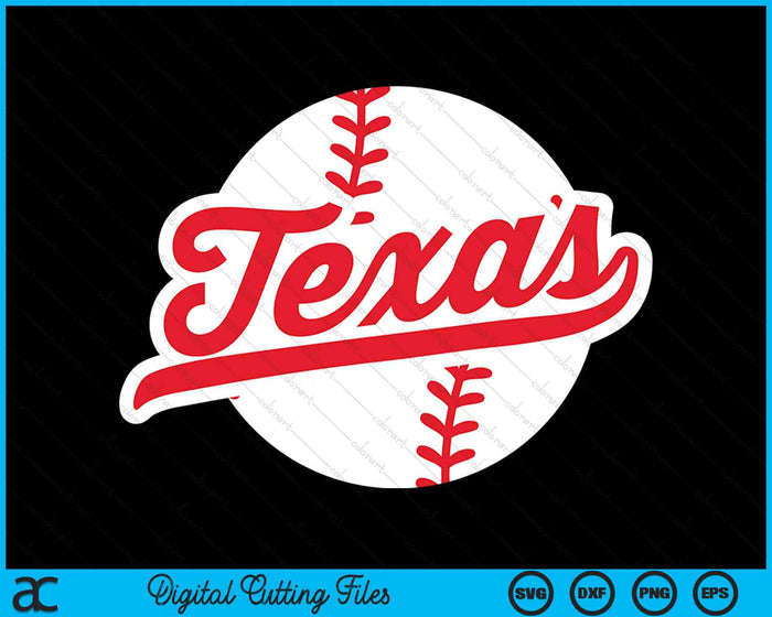 Texas Baseball Vintage Texas Pride Love City Red SVG PNG digitale snijbestanden 