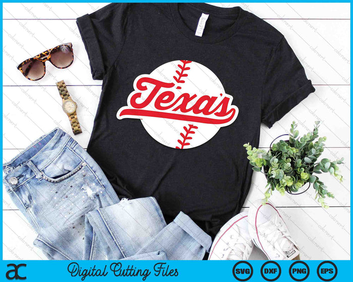 Texas Baseball Vintage Texas Pride Love City Red SVG PNG Digital Cutting Files