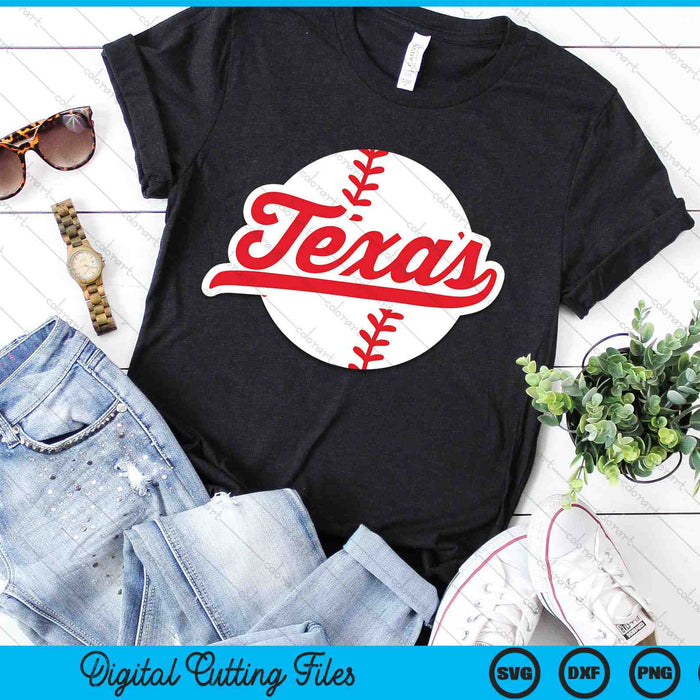 Texas Baseball Vintage Texas Pride Love City Red SVG PNG Digital Cutting Files