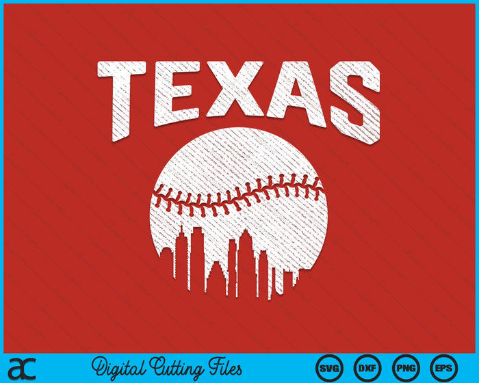 Texas City California Baseball Skyline Vintage Souvenir SVG PNG Digital Printable Files
