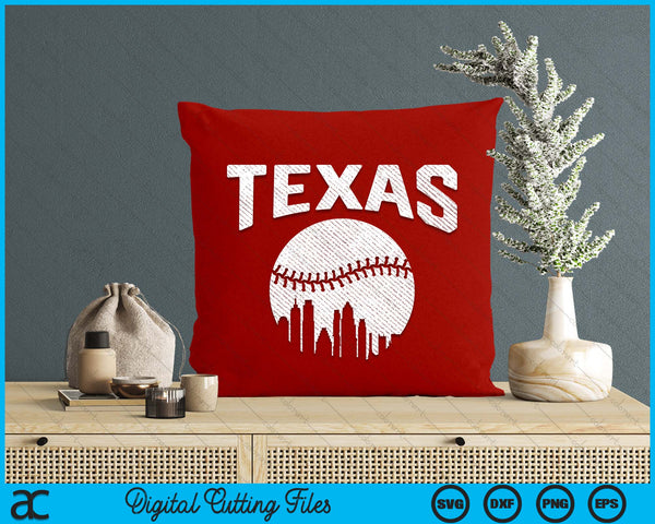 Texas City California Baseball Skyline Vintage Souvenir SVG PNG Digital Printable Files