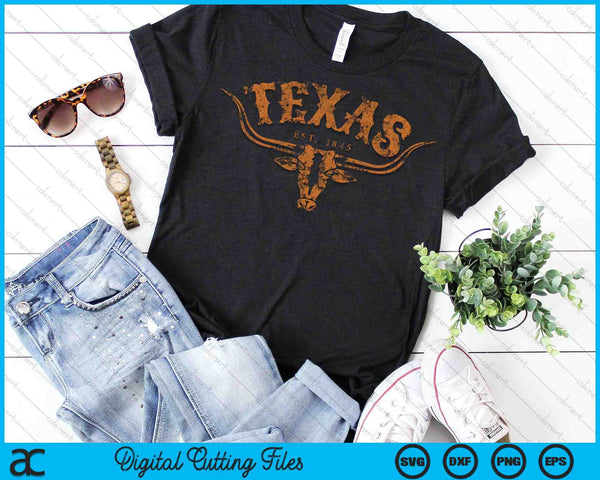 Texas Longhorn Austin Pride Vintage Beauty Design SVG PNG Digital Cutting Files - on a t-shirt