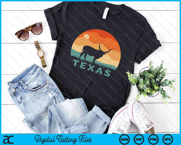 Texas Longhorn Cow Vintage Texan Cattle Herd Retro Lone Star SVG PNG Cutting Printable Files - on a t-shirt
