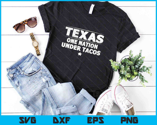 Texas One Nation Under Tacos SVG PNG Cutting Printable Files - on a t-shirt