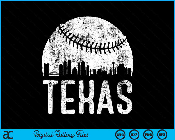 Texas Skyline Vintage Texas Baseball SVG PNG Digital Cutting Files