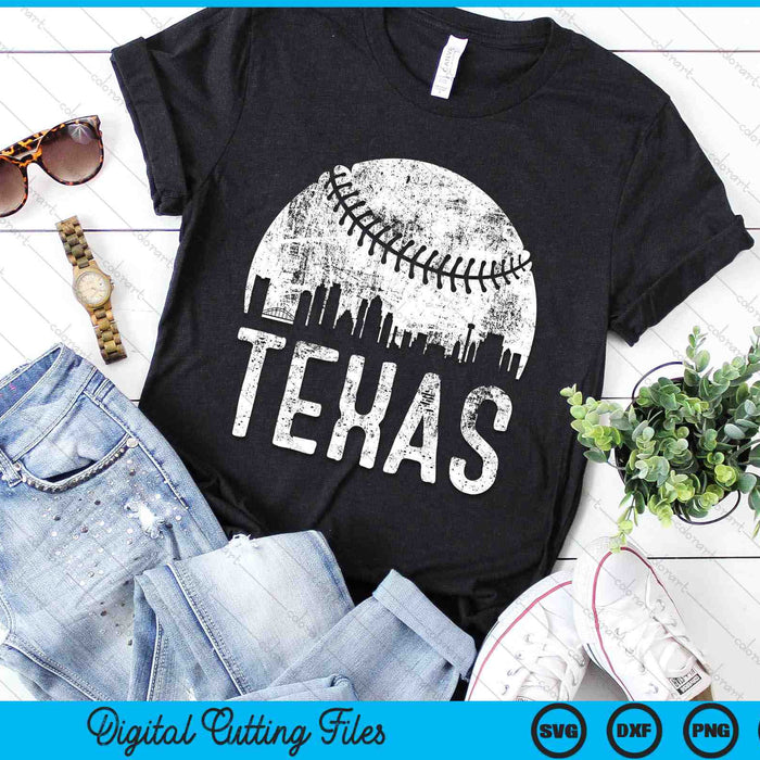 Texas Skyline Vintage Texas Baseball SVG PNG Digital Cutting Files