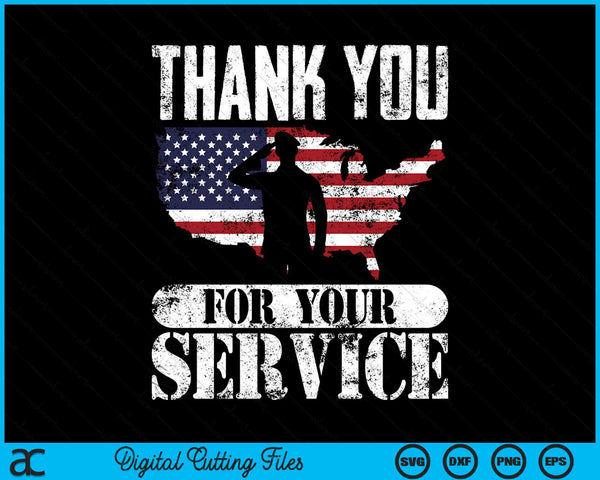 Bedankt voor uw service Patriottische Veteranendag SVG PNG digitale snijbestanden