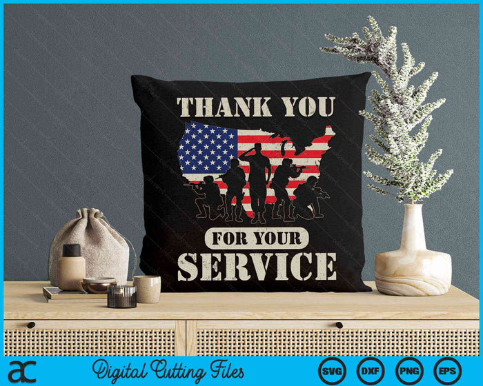 Bedankt voor uw service Patriottische Veteranendag SVG PNG digitale afdrukbare bestanden
