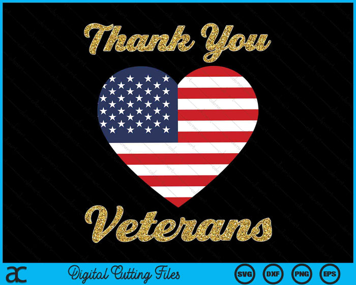 Thank You Veterans With American Flag SVG PNG Digital Cutting Files