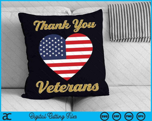 Thank You Veterans With American Flag SVG PNG Digital Cutting Files