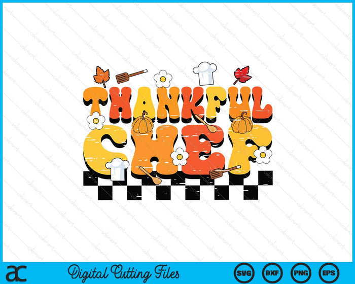 Thankful Chef Retro Groovy Thanksgiving Fall SVG PNG Digital Printable Files