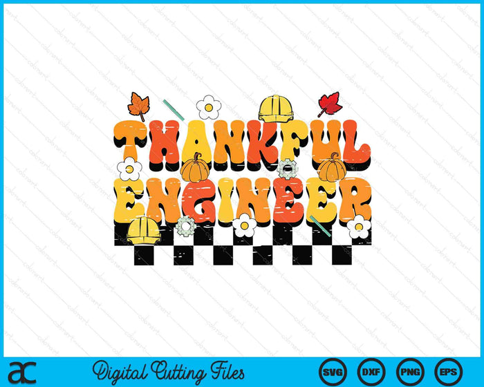 Thankful Engineer Retro Groovy Thanksgiving Fall SVG PNG Digital Printable Files