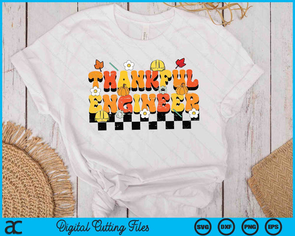 Thankful Engineer Retro Groovy Thanksgiving Fall SVG PNG Digital Printable Files