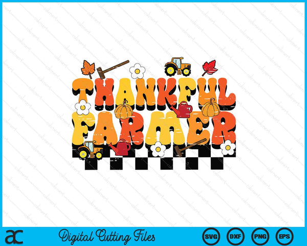 Thankful farmer retro groovy Thanksgiving fall SVG cut file