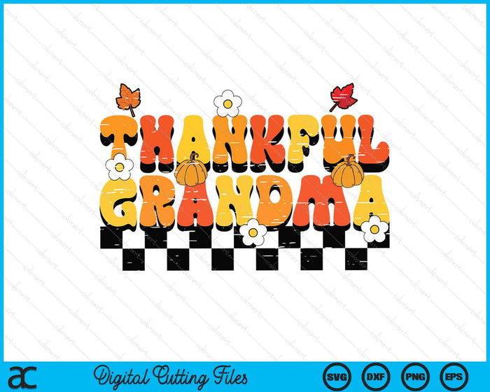 Thankful Grandma Retro Groovy Thanksgiving Fall SVG PNG Digital Printable Files