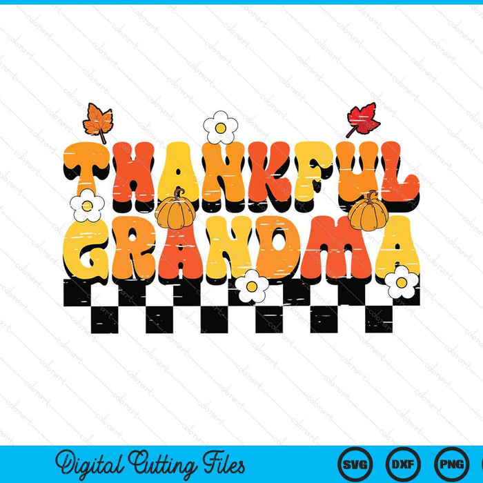 Thankful grandma retro groovy Thanksgiving fall SVG cut file