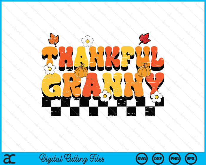 Thankful Granny Retro Groovy Thanksgiving Fall SVG PNG Digital Printable Files