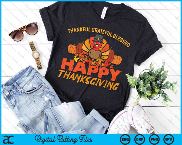 Thankful Grateful Blessed Happy Thanksgiving Turkey SVG PNG Digital Cutting Files