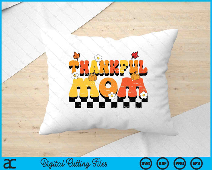 Thankful Mom Retro Groovy Thanksgiving Fall SVG PNG Digital Printable Files