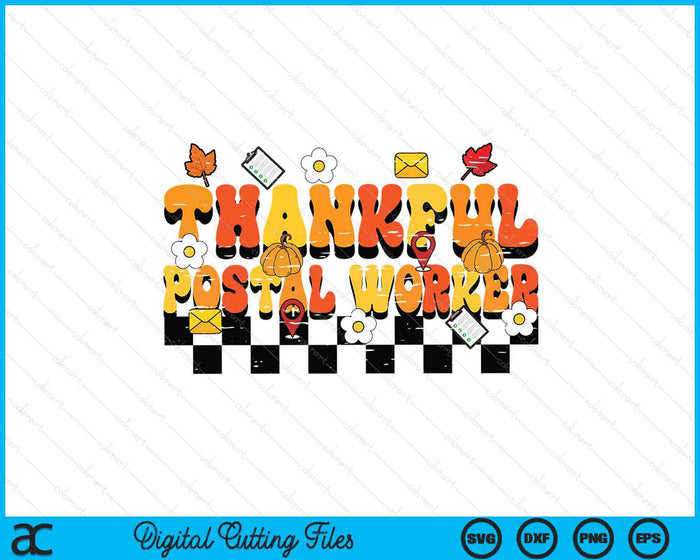 Thankful Postal Worker Retro Groovy Thanksgiving Fall SVG PNG Digital Printable Files