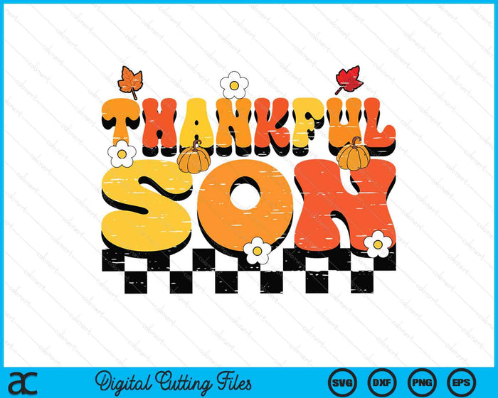 Thankful Son Retro Groovy Thanksgiving Fall SVG PNG Digital Printable Files