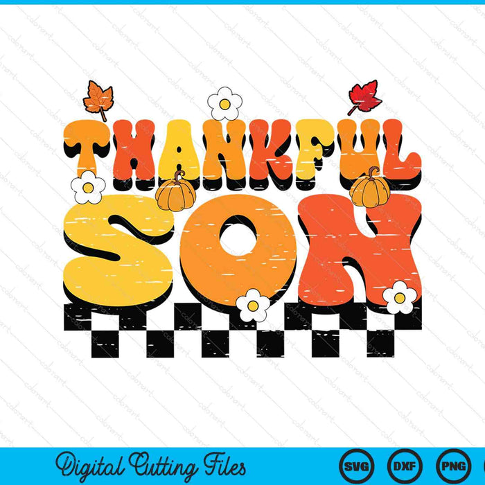 Thankful son retro groovy Thanksgiving fall SVG cut file