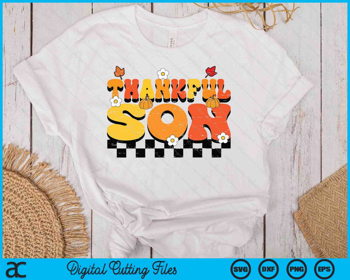 Thankful Son Retro Groovy Thanksgiving Fall SVG PNG Digital Printable Files