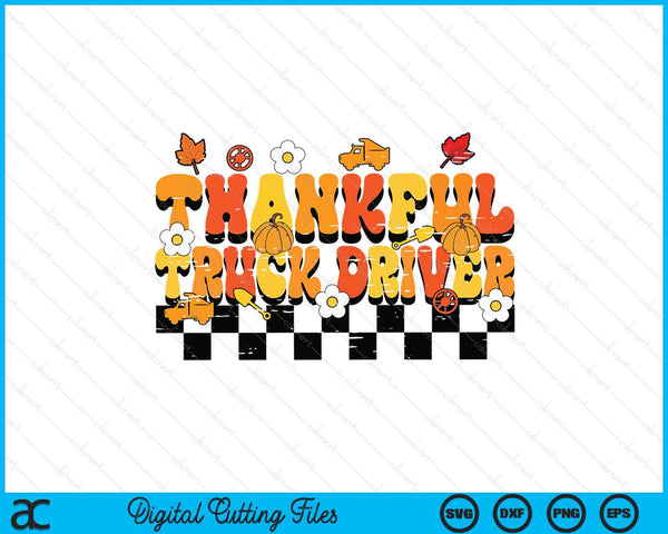 Thankful truck driver retro groovy Thanksgiving fall SVG cut file