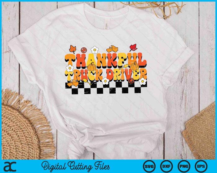 Thankful Truck Driver Retro Groovy Thanksgiving Fall SVG PNG Digital Printable Files