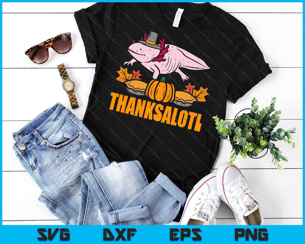 Thanksalotl Axolotl Cute Thanksgiving Animal SVG PNG Digital Printable Files