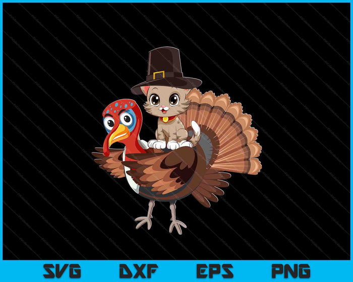 Thanksgiving Cat Pilgrim Costume Thanksgiving Turkey SVG PNG Digital Printable Files