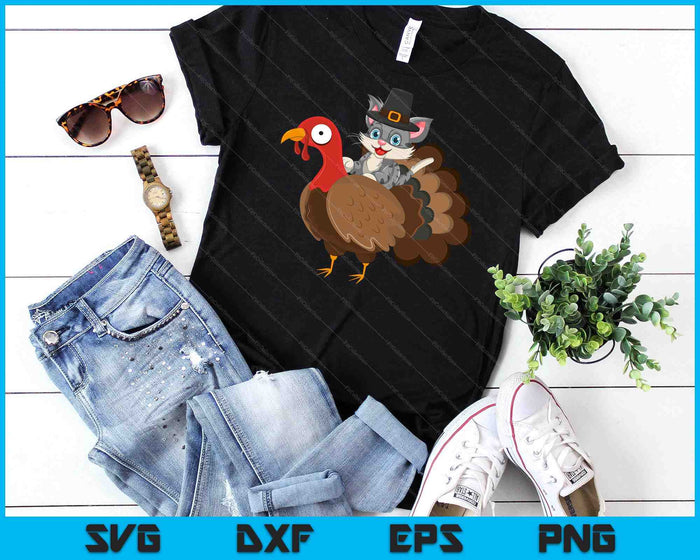 Thanksgiving Cat Pilgrim Costume Thanksgiving Turkey Gift SVG PNG Digital Cutting Files