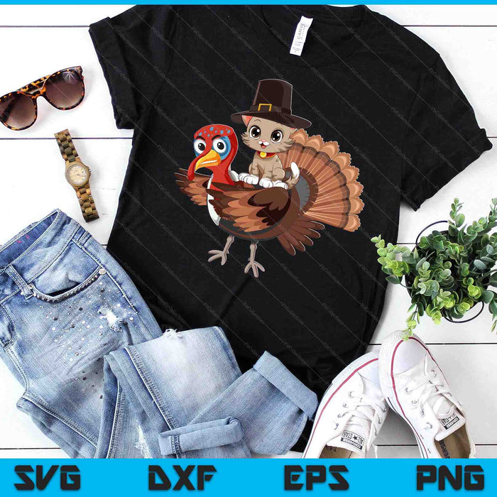 Thanksgiving Cat Pilgrim Costume Thanksgiving Turkey SVG PNG Digital Printable Files