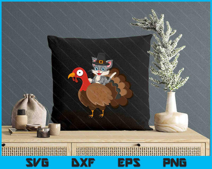 Thanksgiving Cat Pilgrim Costume Thanksgiving Turkey Gift SVG PNG Digital Cutting Files