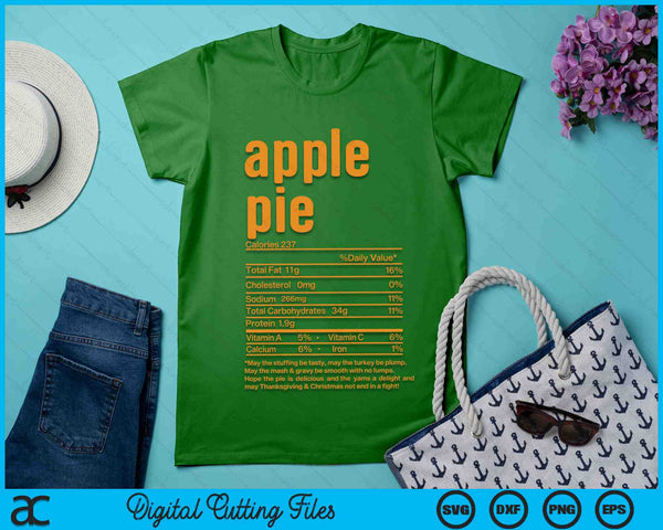 Thanksgiving Kerst Appeltaart Voedingsfeiten SVG PNG Digitale Snijbestanden - on a t-shirt